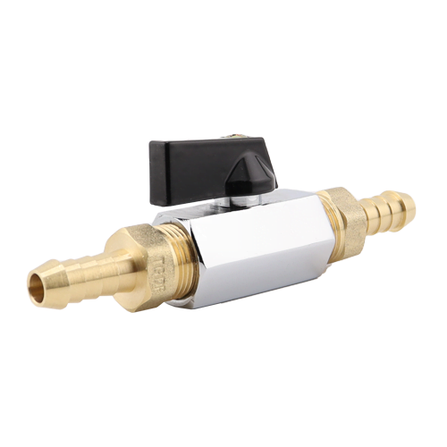 Brass Mini Ball Valve with Hose Barb Ends %