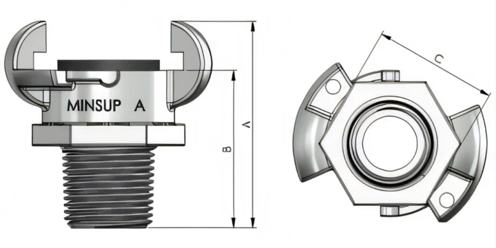 type a minsup claw coupling male bsp diagram size