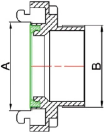 Aluminium Storz Fitting x Male BSP Adaptor - Drawing