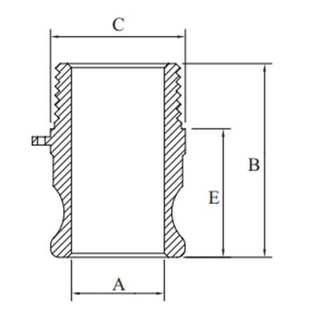 Banjo Poly Camlock Fitting Type F Male Adaptor x Male BSP - Drawing