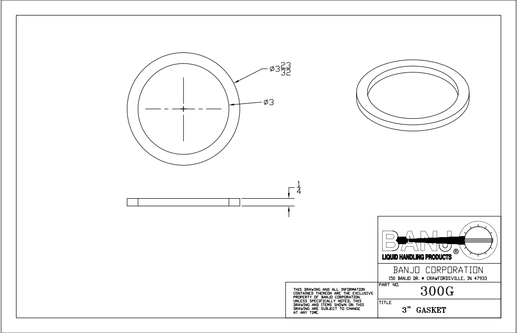 Banjo Rubber EPDM Manifold Gasket - Drawing