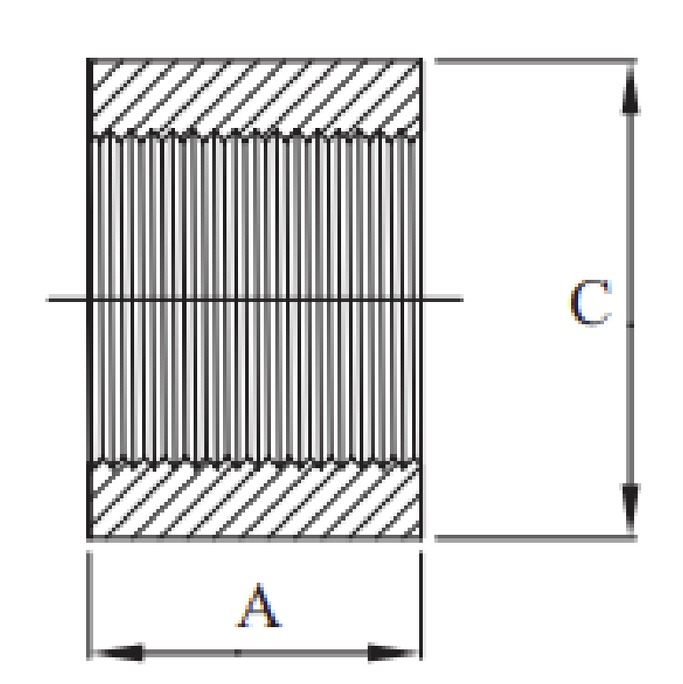 Black Steel Pipe Fitting Socket Female x Female BSP Thread - Drawing