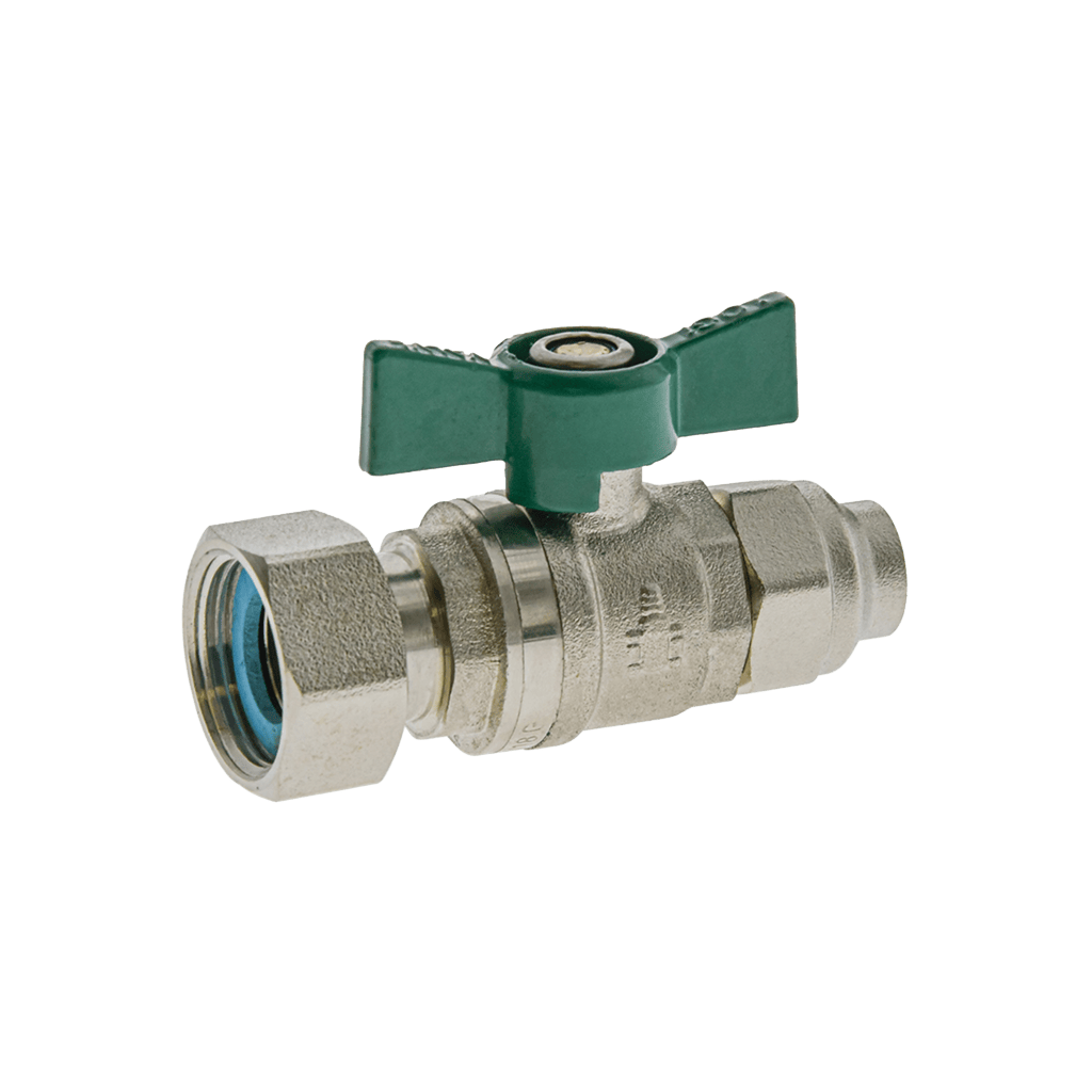 Brass Swivel Nut Ball Valve Flared x Female BSP Watermark