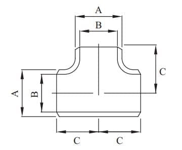 Carbon Steel Butt Weld Equal Tee Standard - Drawing