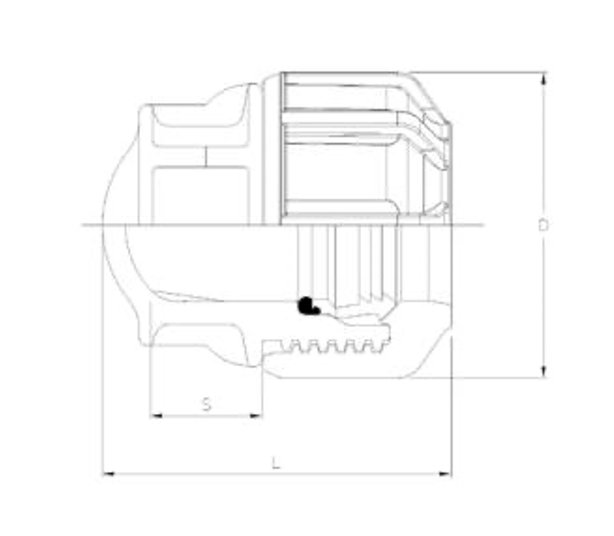 Philmac Pipe Fitting 3G Metric End Cap Poly - Drawing