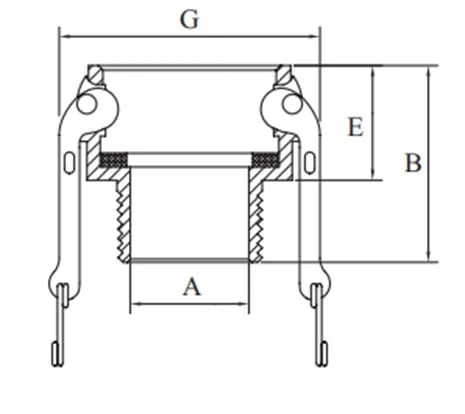 SS 316 Camlock Fitting Type B Female Coupling x Male BSP - Drawing