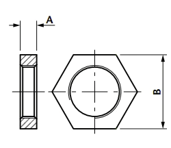 Stainless Steel 316 Pipe Fitting Locknut Female BSP Thread - Drawing