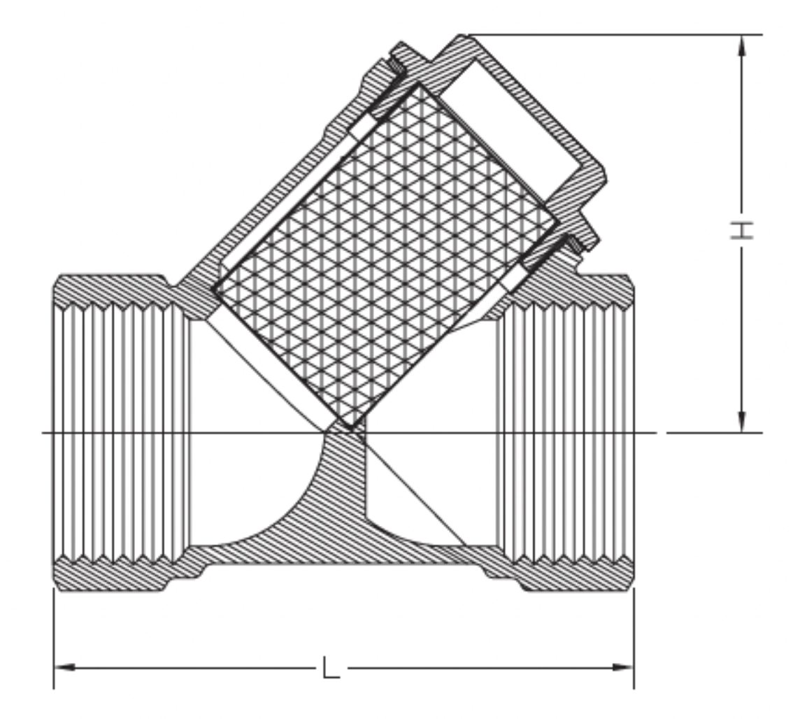 Stainless Steel 316 Y-Strainer Female BSP Thread - Drawing