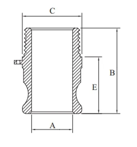 Stainless Steel Camlock Fitting Type F Male Adaptor x Male BSP - Drawing